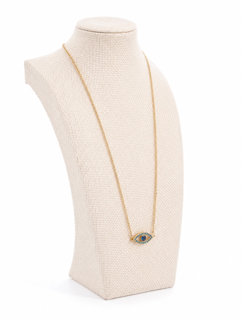 Zoetik Evil Eye Necklace Gold Tone Blue Crystal Boho Lucky Talisman Pendant - Picture 3 of 4